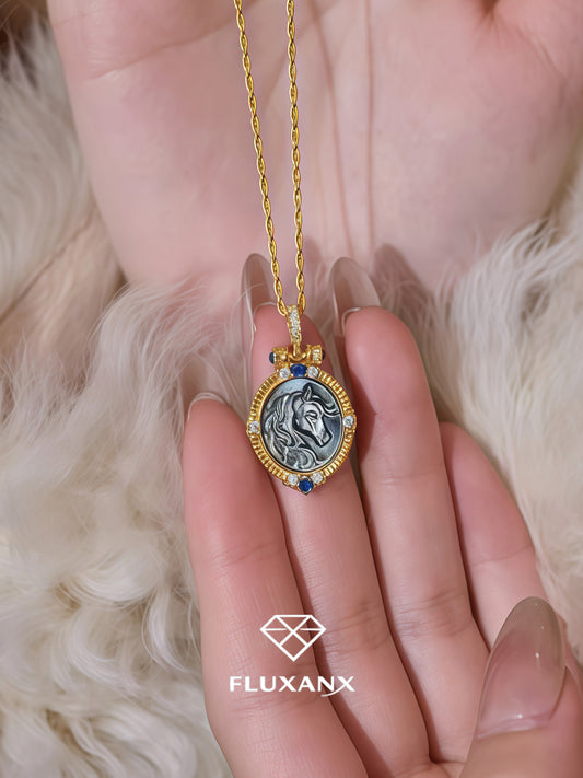 Royal Zodiac Embossed Pendant Necklace