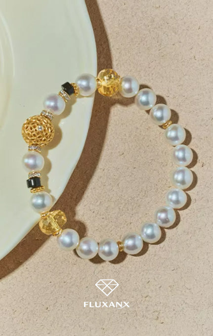 Citrine Noir Pearl Bracelet