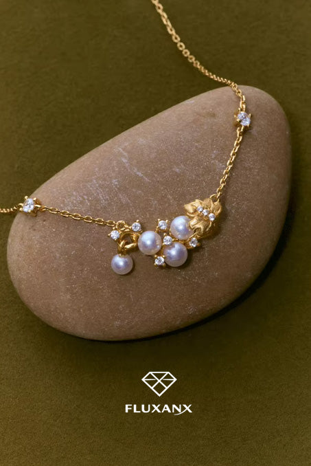 Golden Aurora Pearl Collar Necklace