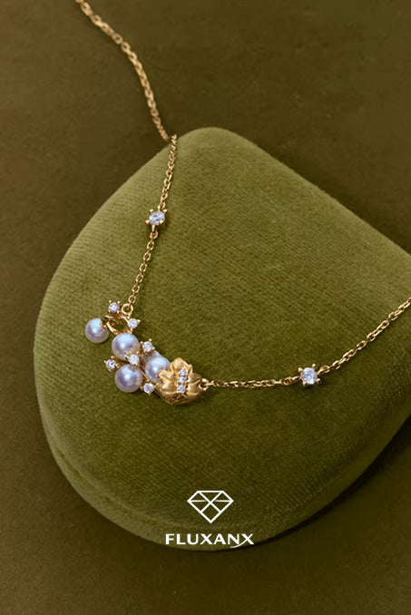 Golden Aurora Pearl Collar Necklace
