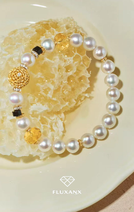 Citrine Noir Pearl Bracelet