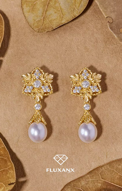 Château Pearl Gilded Stud Earrings