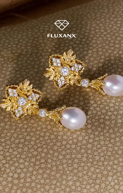 Château Pearl Gilded Stud Earrings